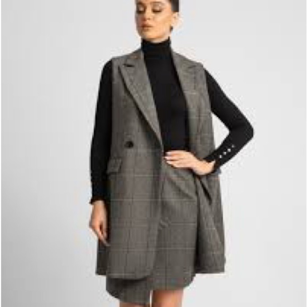 Michel Studio Plaid Blazer Vest